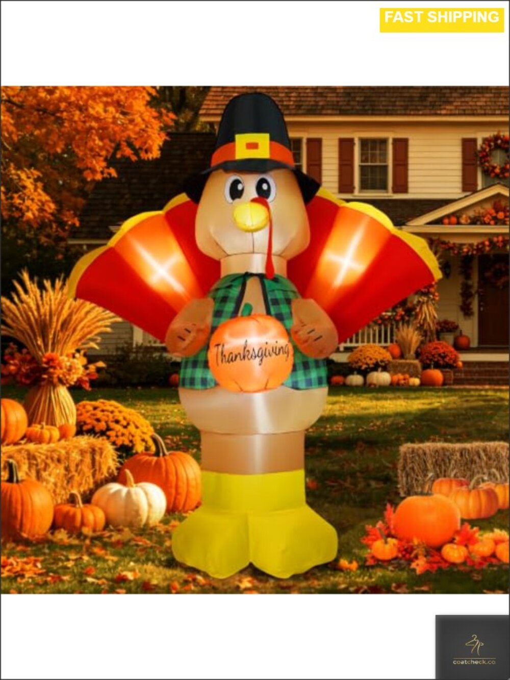 6.5Ft Lighted Inflatable Thanksgiving Turkey Outdoor Yard Decor